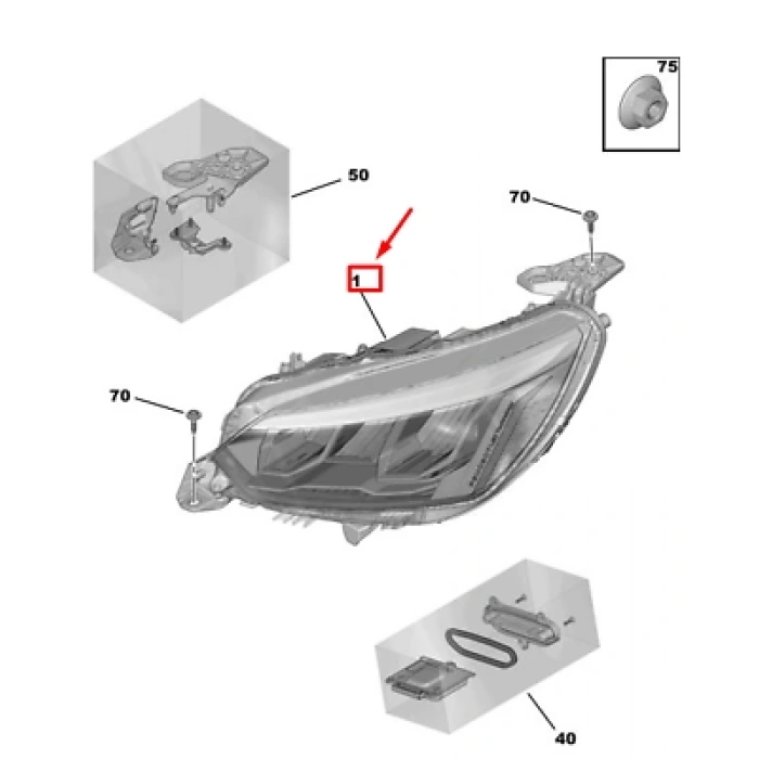 peugeot  2008  2024-2025  far lambası sağ elektrikli/eco led (e marklı)(tw) Oem No (9833036280)