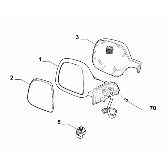 Fiat Doblo Combi / Cargo / Rifter / Partner / Combo E 2018- Dış Dikiz Aynası Sağ Elektrikli + Rezistanslı + Astarlı + Otomatik Katlanır Oem No (155303120
)