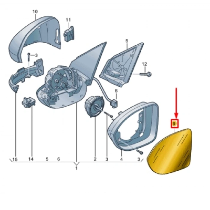 VW Polo 2017- Dış Dikiz Aynası Sol Oem No (2G1857507E)