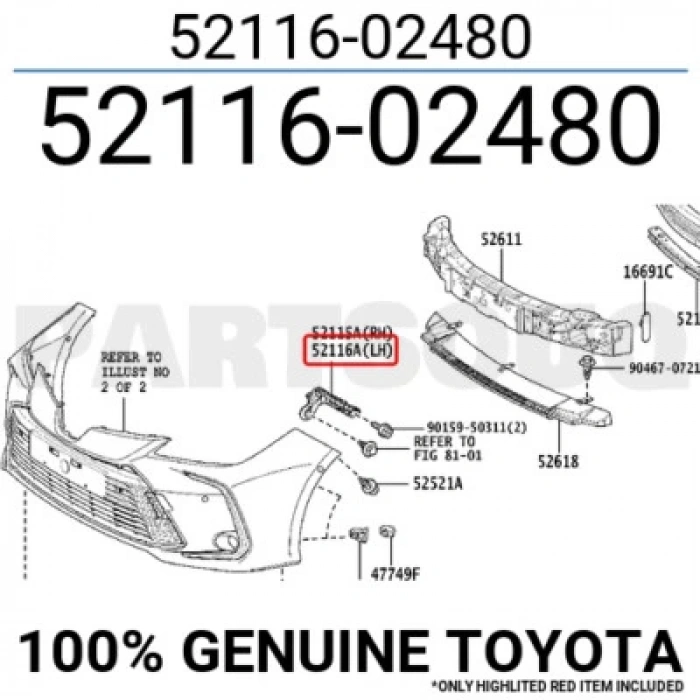 Toyota Corolla 2ZRF 2023 Ön Tampon Braketi Sol Oem No (5211502480)