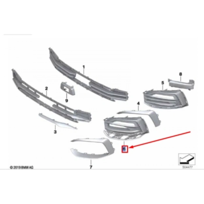 bmw 1 serı- 1 serisi- 2020-2022  sis lamba kapağı sol parlak sıyah (tw) Oem No (51117459717)