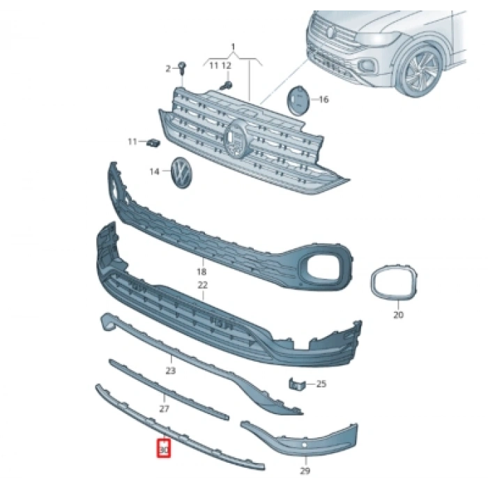 volkswagen t cross- 2022-2023  sis lambası bağlantı braketi sağ (tw) Oem No (2GM807724A)
