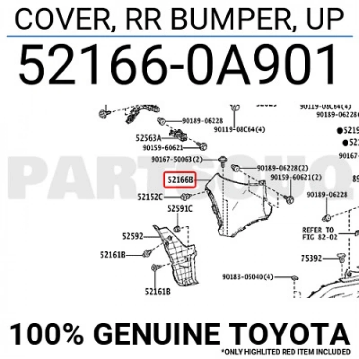 toyota corolla- cross- 2022-2024  arka tampon sağ dodık delıklı sıyah (tw) Oem No (521650A901)