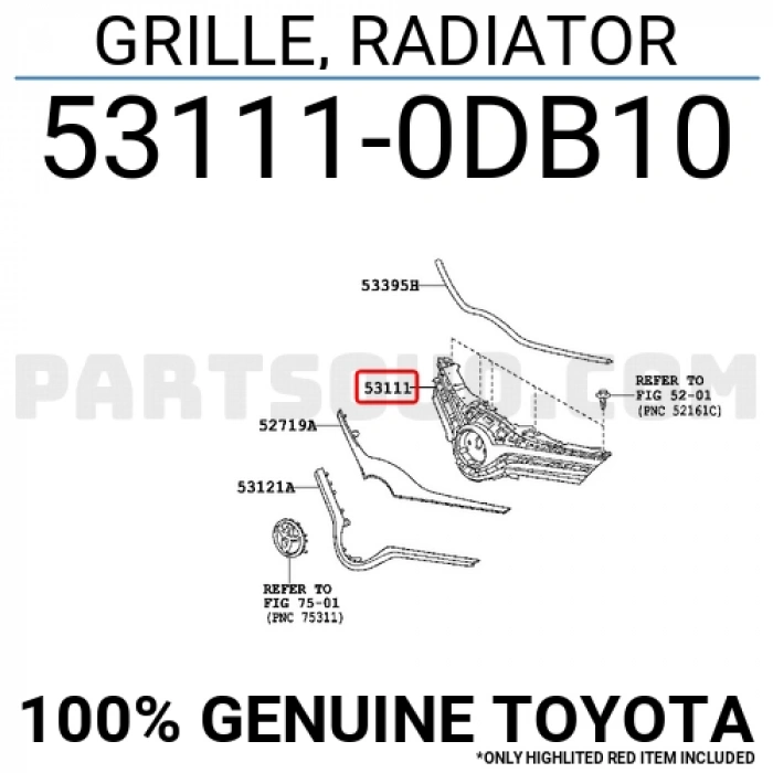 toyota yaris cross- 2022-2024  ön panjur sıyah (tyg) Oem No (531010DF10)