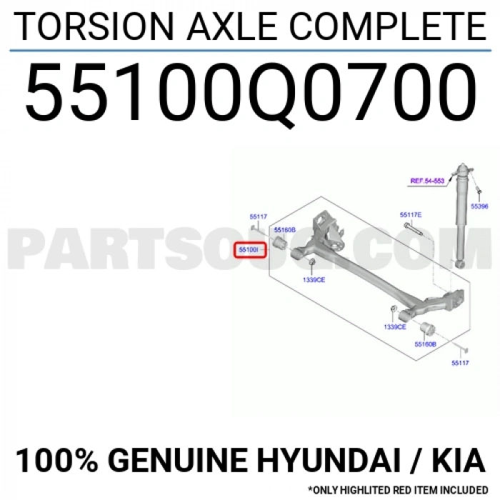 Hyundai i20 2021 sonrası arka travers (dingil) Oem No (55100Q0200)