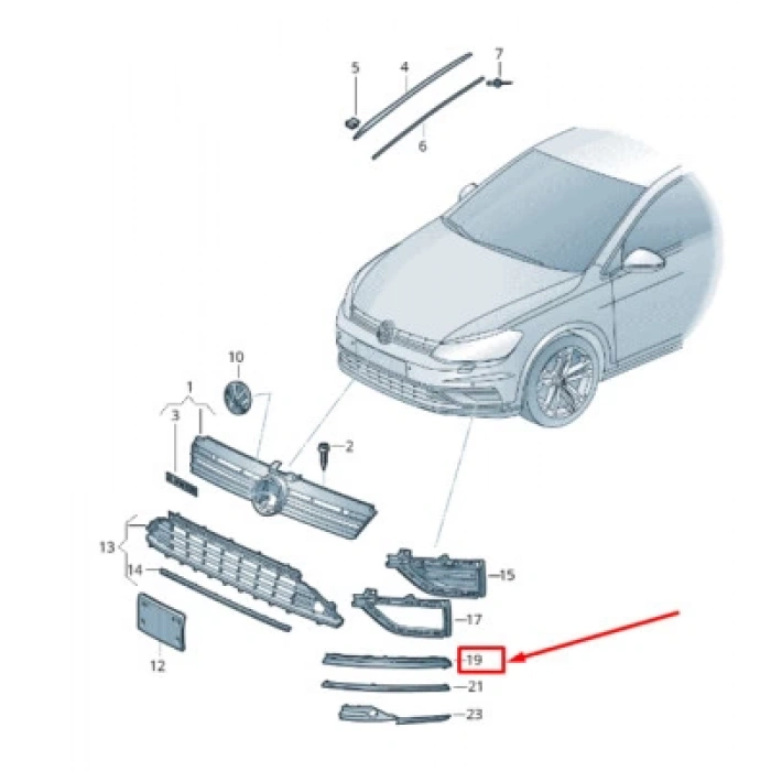 volkswagen golf- 7- 2017-2020  ön tampon çeki demirri kapağı gtı (tw) Oem No (5G0807241AGRU)