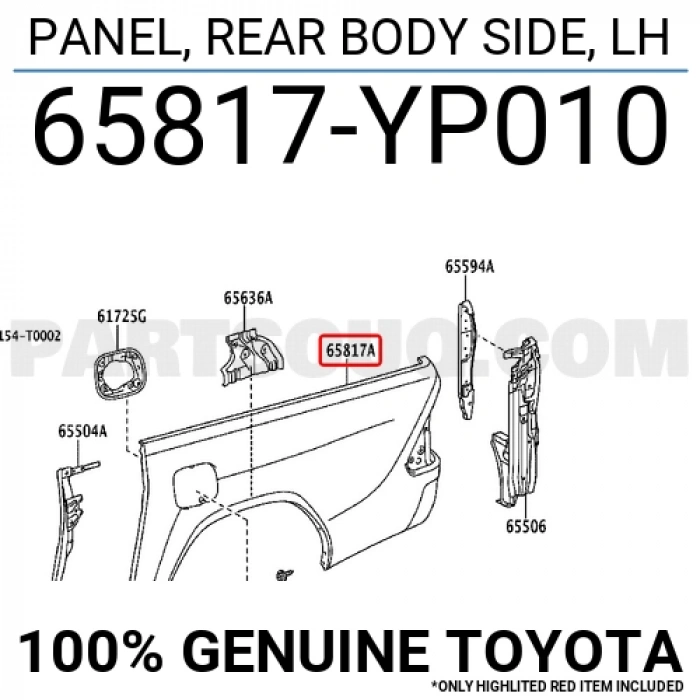 toyota hilux- pıck up- 2020-2024  arka çamurluk sağ dodık delıklı (adventure/hı cruıser)(tw) Oem No (65816YP010)