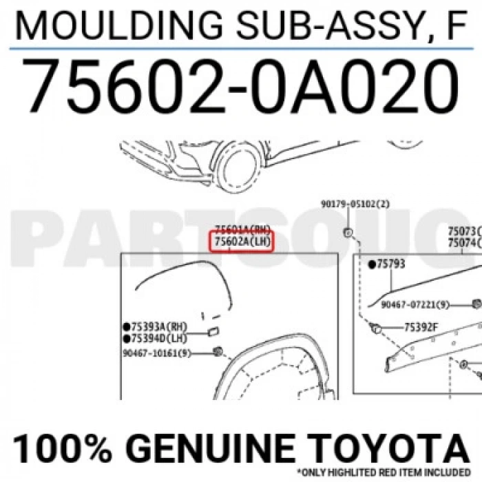 toyota corolla- cross- 2022-2024  ön çamurluk agzı plastiği sağ dodık plastiği (tw) Oem No (756010A020)