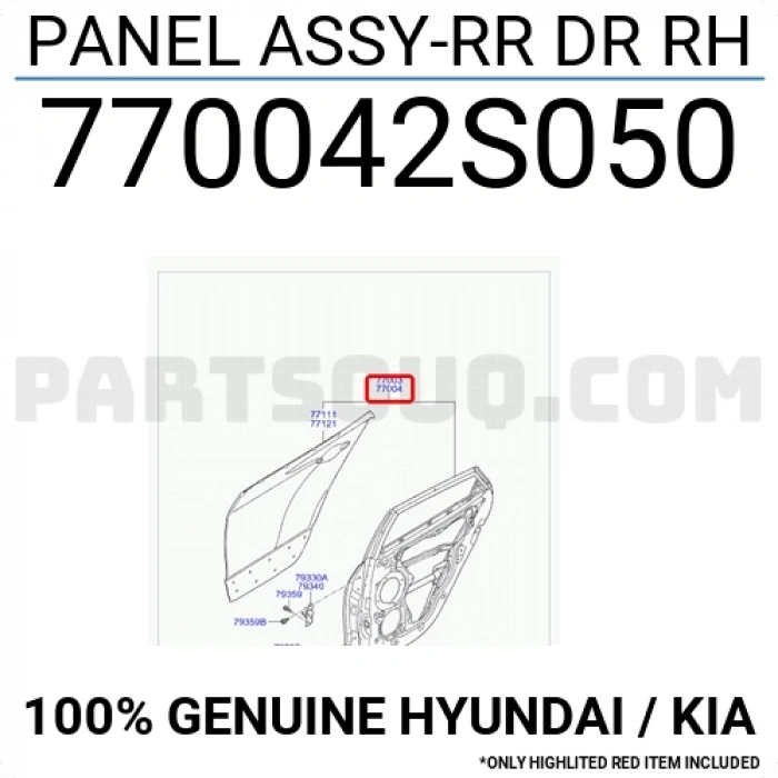 Hyundai ix35 2010-2015 Arka Sağ Kapı (Bant Delikli) Oem No (770042S020)