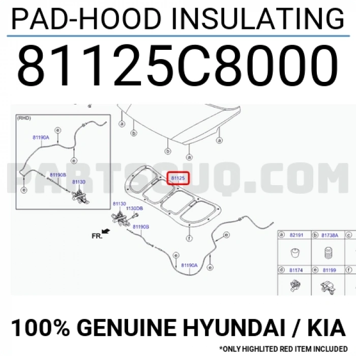 Hyundai ix35 2010-2015 kaput izolatörü Oem No (811252Y000)