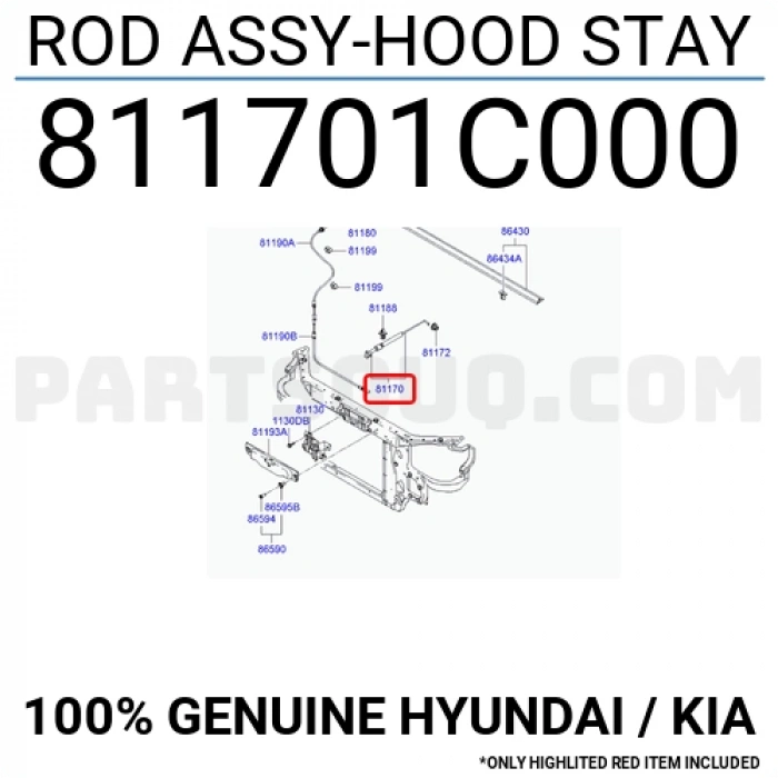 Hyundai Bayon 2021 sonrası kaput kilidi Oem No (81130Q0400)