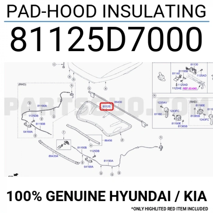 Kia Cerato 2004-2009 Arka Tel Kaput Açma Oem No (811902F000)