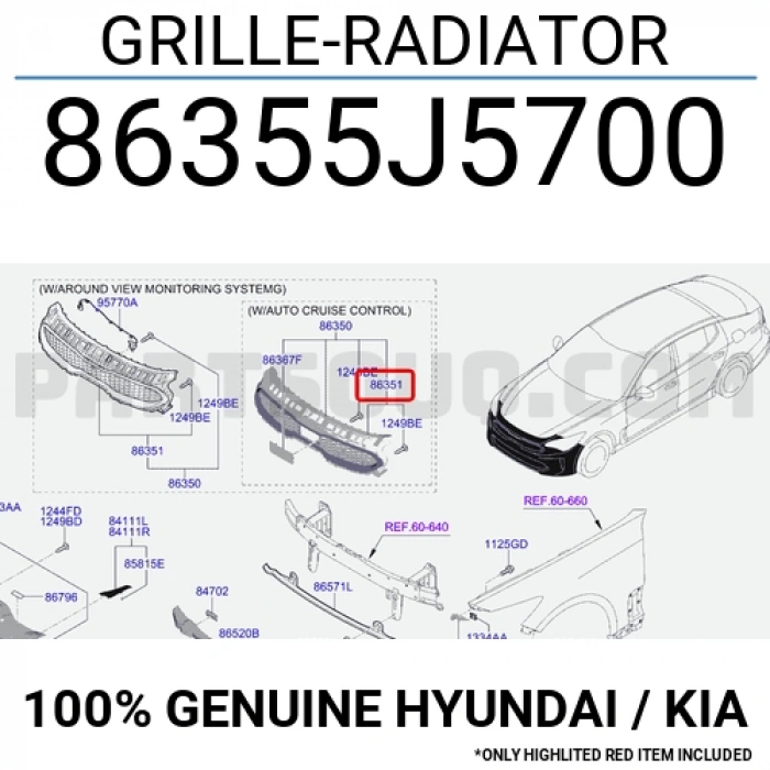 hyundai  i20   2015-2018  ön panel üst koruma plastiği Oem No (86353C8000)