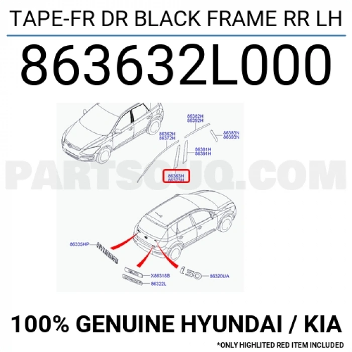 Hyundai i20 2009-2014 Ön Sol Kapı İskelet Şeridi Oem No (863631J000)