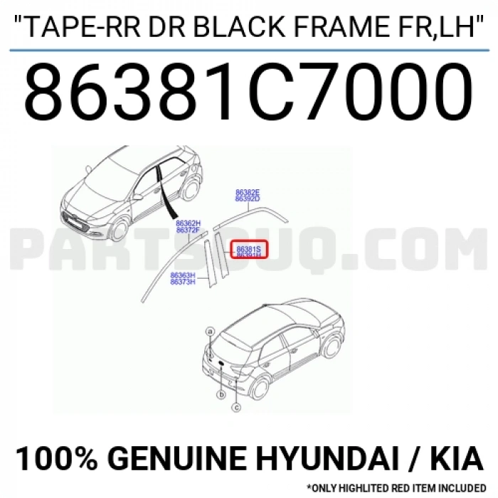 Hyundai i30 2012-2016 Arka Sol Kapı İskelet Şeridi Oem No (86381A5000)