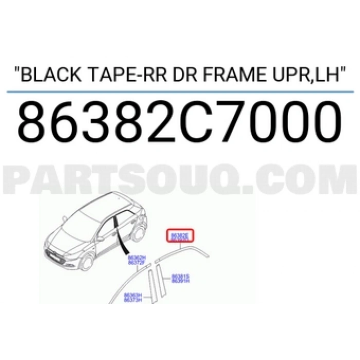 Hyundai i20 2015-2018 Arka Sol Kapı İskelet Şeridi Oem No (86381C7000)