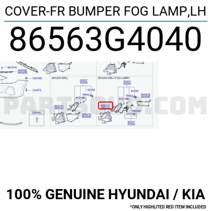 kia ceed- 2012-2015  sis lamba kapağı sol sıyah (bfn) Oem No (86563A2000)