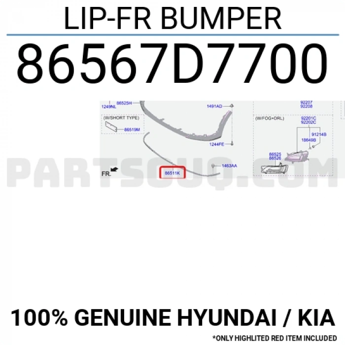 Kia Cerato 2016-2018 Hava Kanalı Ön Tampon Sol Oem No (86567A7800)