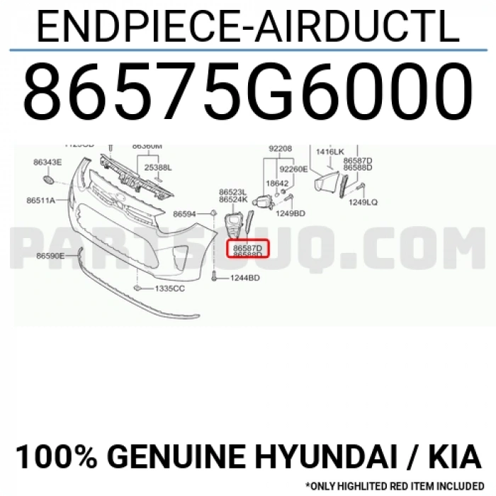 Hyundai Tucson 2015-2020 ince alt tampon demiri Oem No (86571D7000)