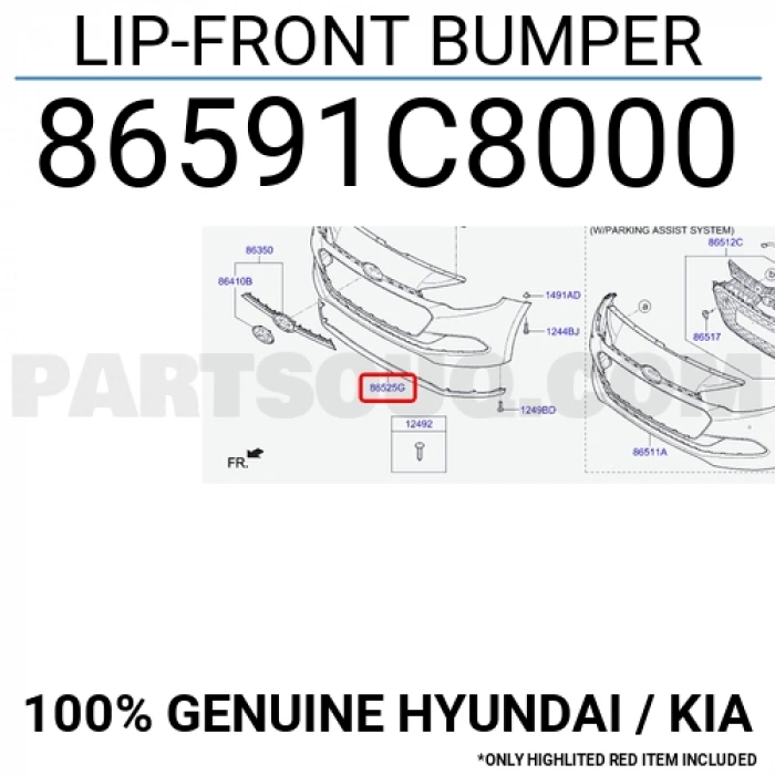 Hyundai Elantra 2021 Sonrası Tampon Alt Koruyucu Karlık Ön Oem No (86591AA000)