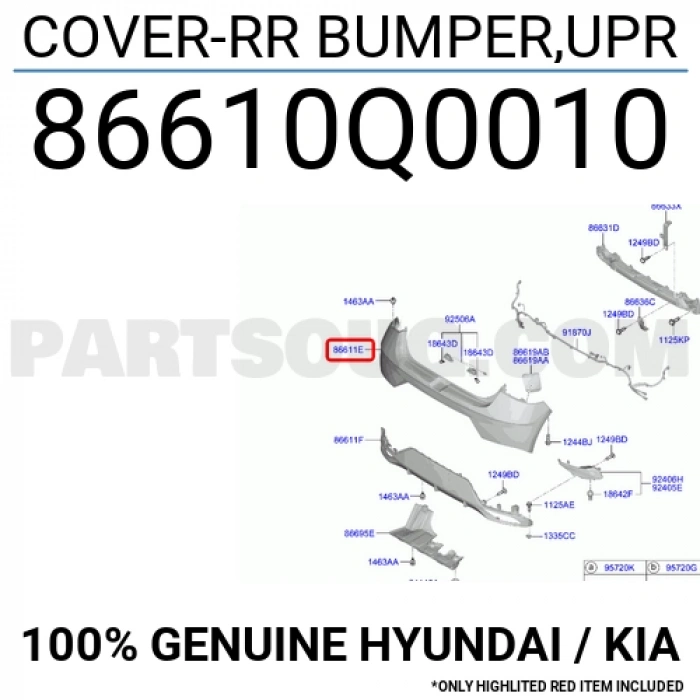 Hyundai i30 2017-2018 arka tampon Oem No (86610G4000)
