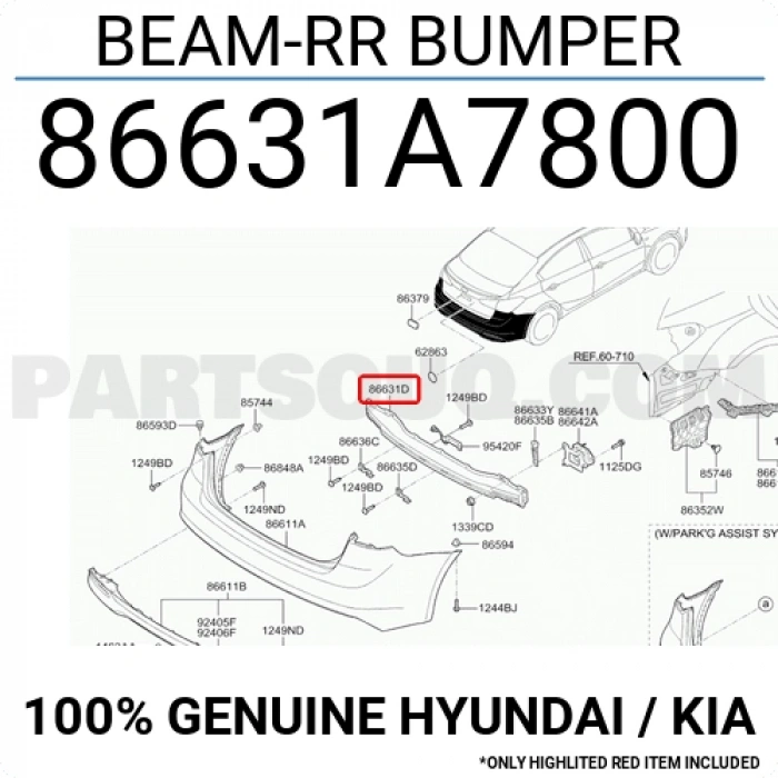 Hyundai i10 2011-2013 Arka Tampon Bağlantı Braketi Sağ Oem No (866190X200)