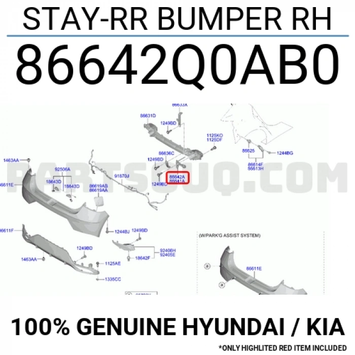 Kia Picanto 2017 sonrası arka sağ tampon destek demiri Oem No (86642G6000)