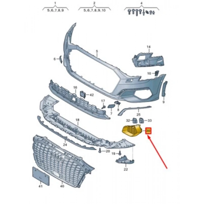 audi  a3  sd/sb- 2021-2025  sis lamba kapağı sol sıyah/gümüs grı (tyg) Oem No (8Y0807671TB2)