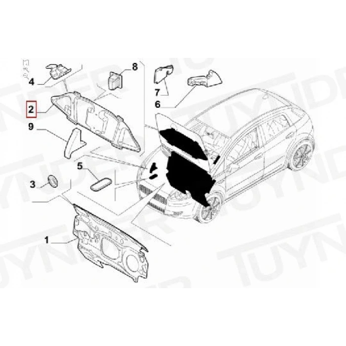 Grande Punto 2005- Motor Kaput İzalatörü Oem No (51750548)