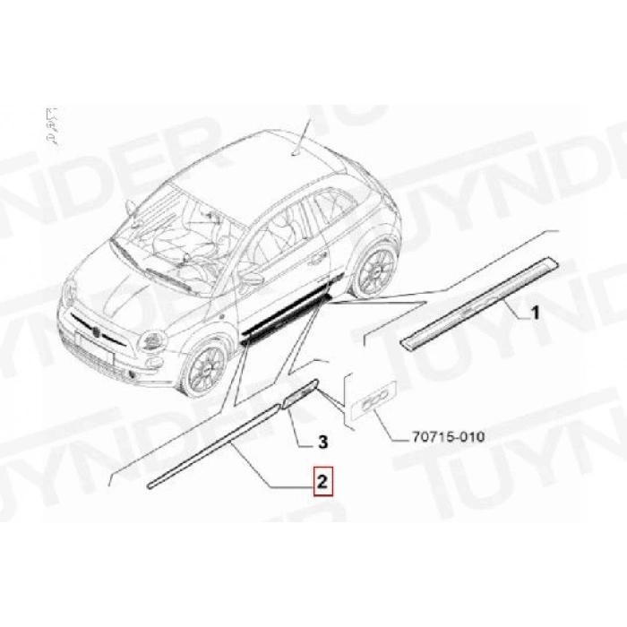 Fiat 500 2007- Kapı Bandı Ön Sol Oem No (735488137)