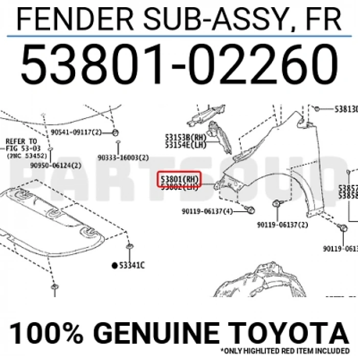 Hyundai Accent 2016- Far Beyaz Kaşlı Sağ Oem No (53801-02260)