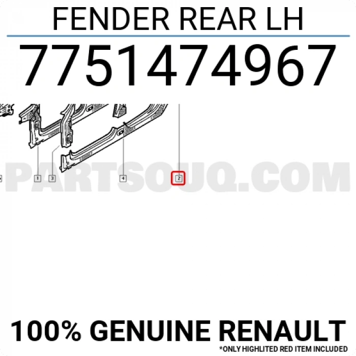 Renault Clio Symbol 1998-2008 Arka Çamurluk Sol Oem No (7751474967)
