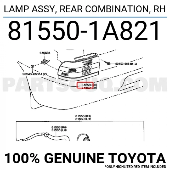 Toyota Corolla Ae100 1992-1997 Stop Lambası Sağ Oem No (815501A821)