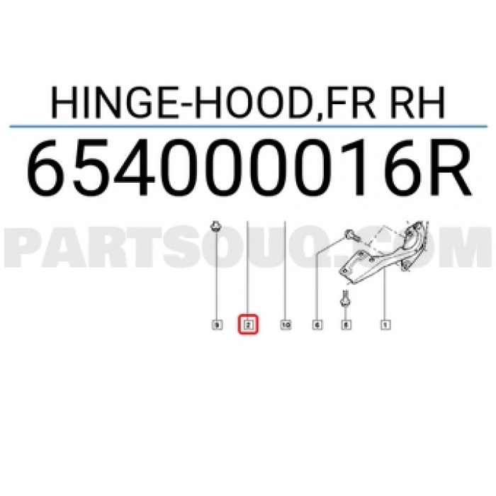 Renault Fluence Megane 2009- Kaput Menteşesi Sağ Oem No (654000016R)