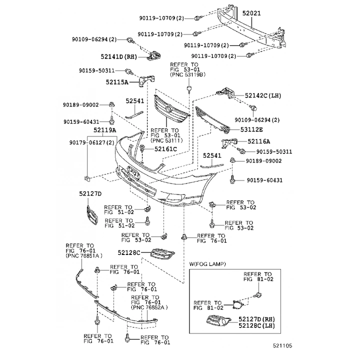 Toyota Corolla Sedan 2005-2007 Ön Tampon Demiri Oem No (52021-02080)