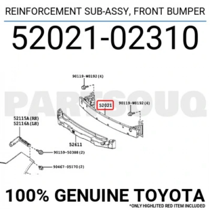 Toyota Corolla 2013-2015 Ön Tampon Demiri Oem No (52021-02310)