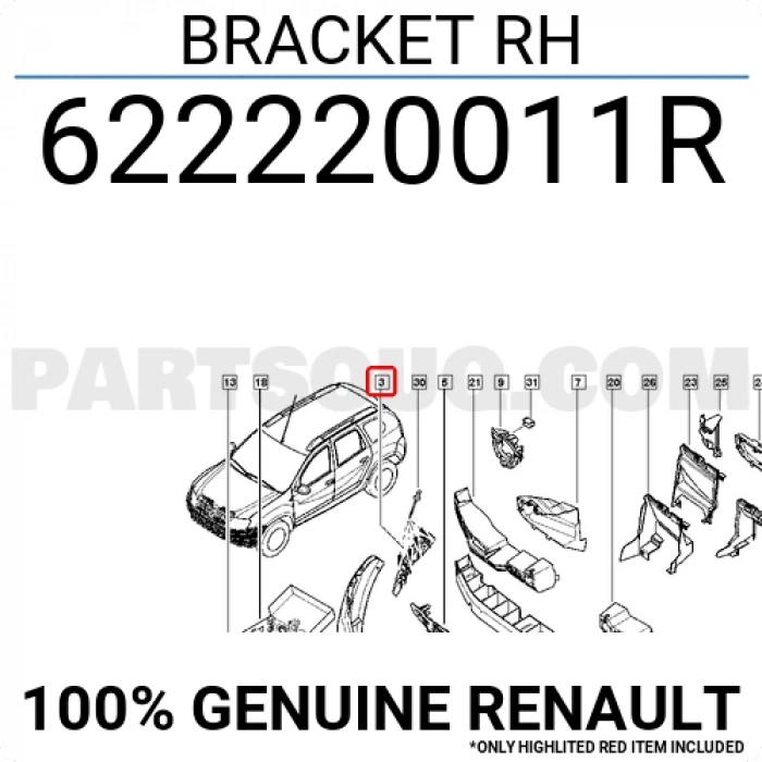 Renault Duster 2010- Ön Tampon Braketi Sağ Oem No (622220011R)