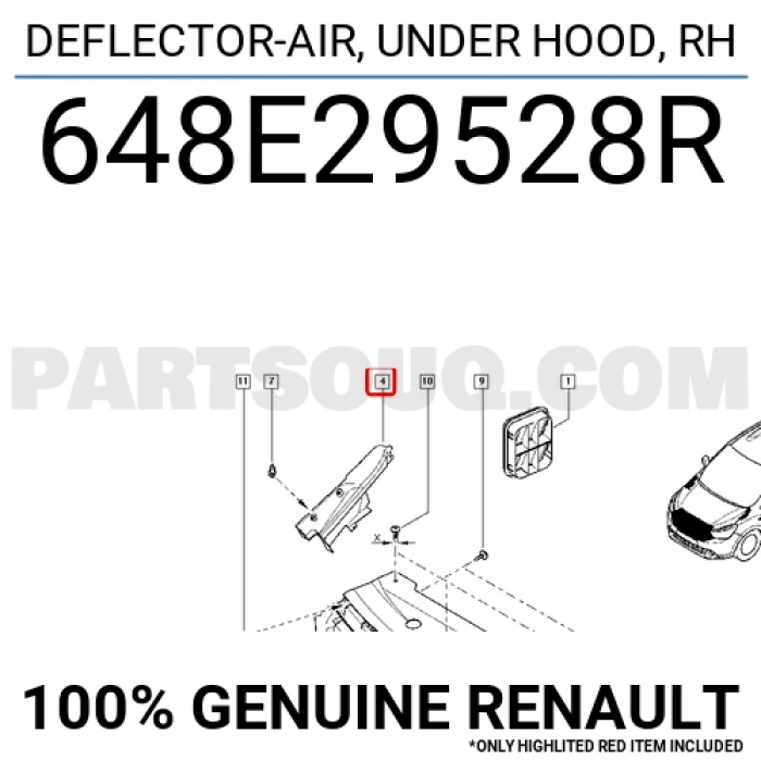 Dacia Dokker Lodgy 2012- Panjur Braketi Sağ Oem No (648E29528R)