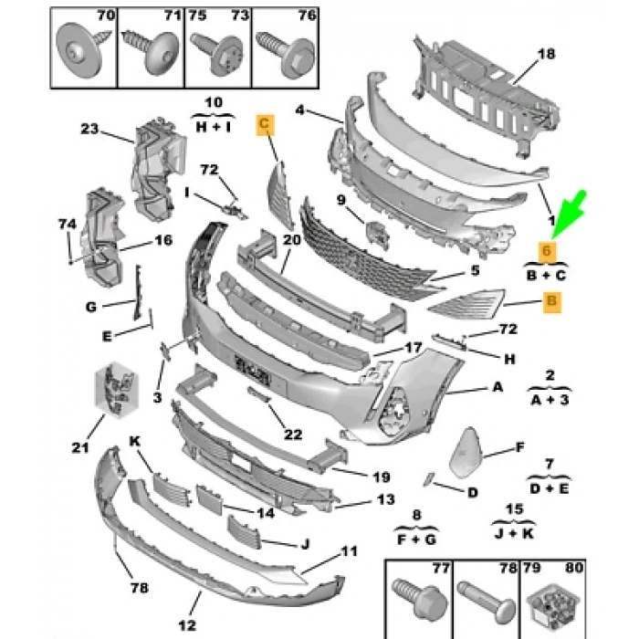 Peugeot 3008 2021- Ön Tampon Köşe Izgarası Takım Oem No (1675868580)