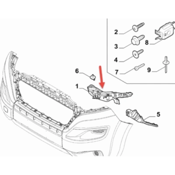 Ducato/Boxer/Jumper 2014- Ön Tampon Braketi Büyük Sağ Oem No (1391283080)
