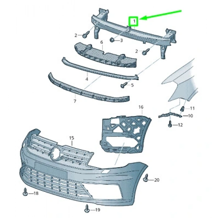 Caddy Ön Tampon Demiri 2015- Oem No (2K5807109)