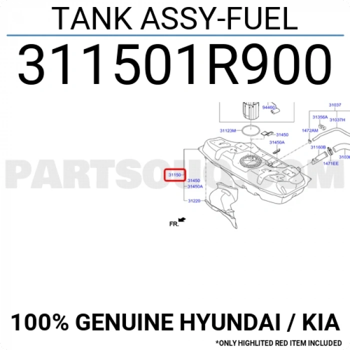 Accent 1.6 - Kia Rio 1.4 - Yakıt Deposu Dizel 2011- Oem No (311501R900)