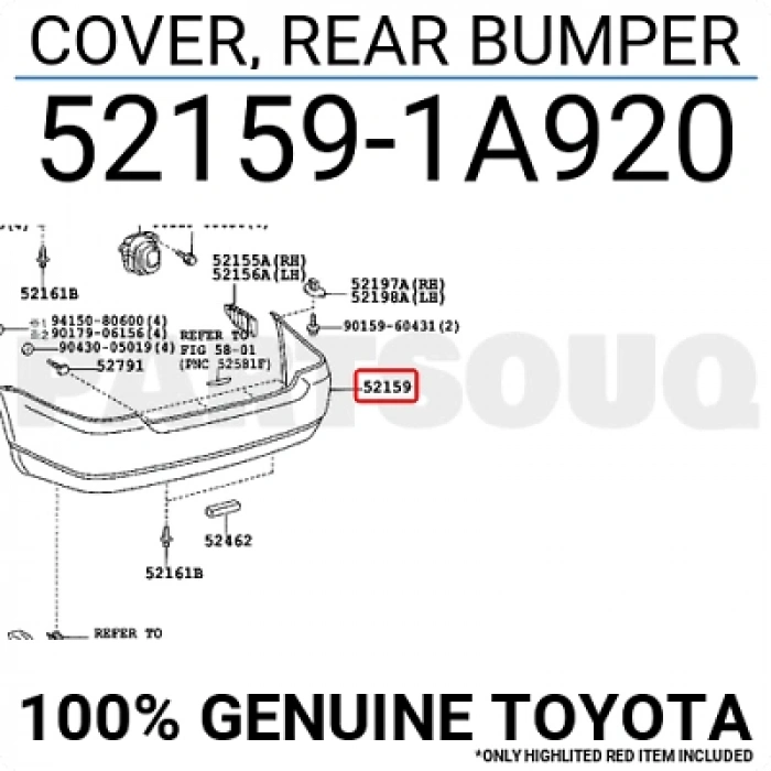 Corolla 2002-2005 Sedan Arka Tampon Oem No (52159-1A850)
