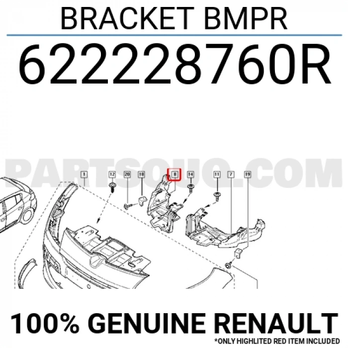 Megane Far Alt Braketi Sağ 2009- Oem No (622220003R)