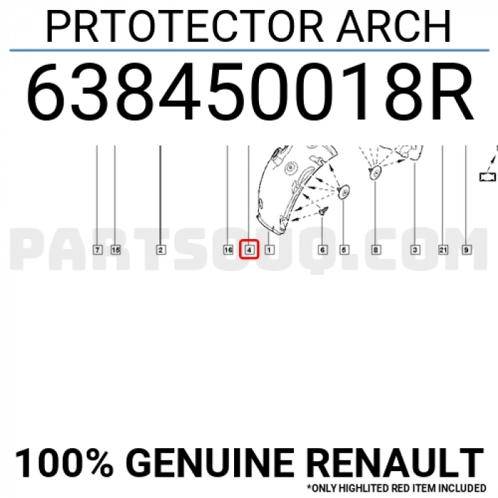 Fluence - Megane Çamurluk Davlumbazı Önün Arkası Sağ 2009- Oem No (638450018R)