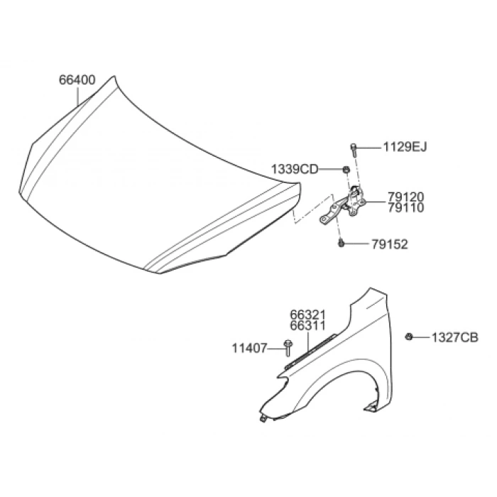 İ30 2007- Motor Kaputu Oem No (66400-2L010)