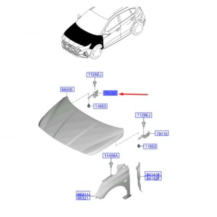 İ20 Kaput Menteşesi Sağ 2020- Oem No (66920Q0000)