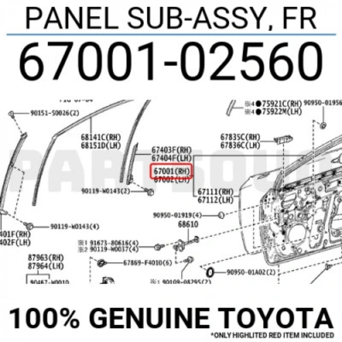 Corolla 2019- Ön Kapı Sağ Oem No (67001-02560)