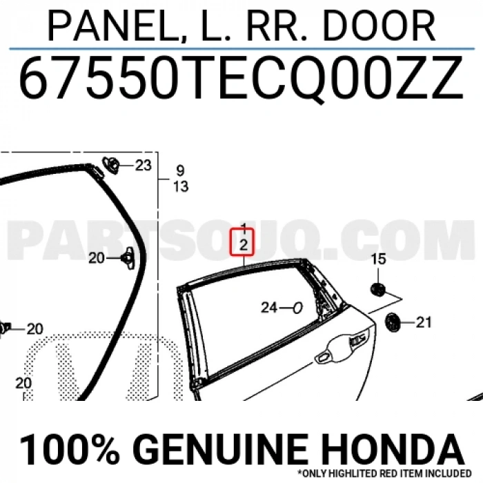 Civic 2016- Sedan Arka Kapı Sol Oem No (67550Tecq00Zz)
