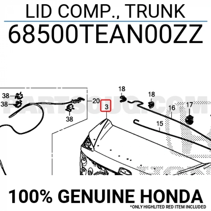 Civic 2016- Sedan Bagaj Kapağı Oem No (68500Tean00Zz)